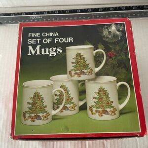 Christmas Tree Fine China Mugs - Set of Four